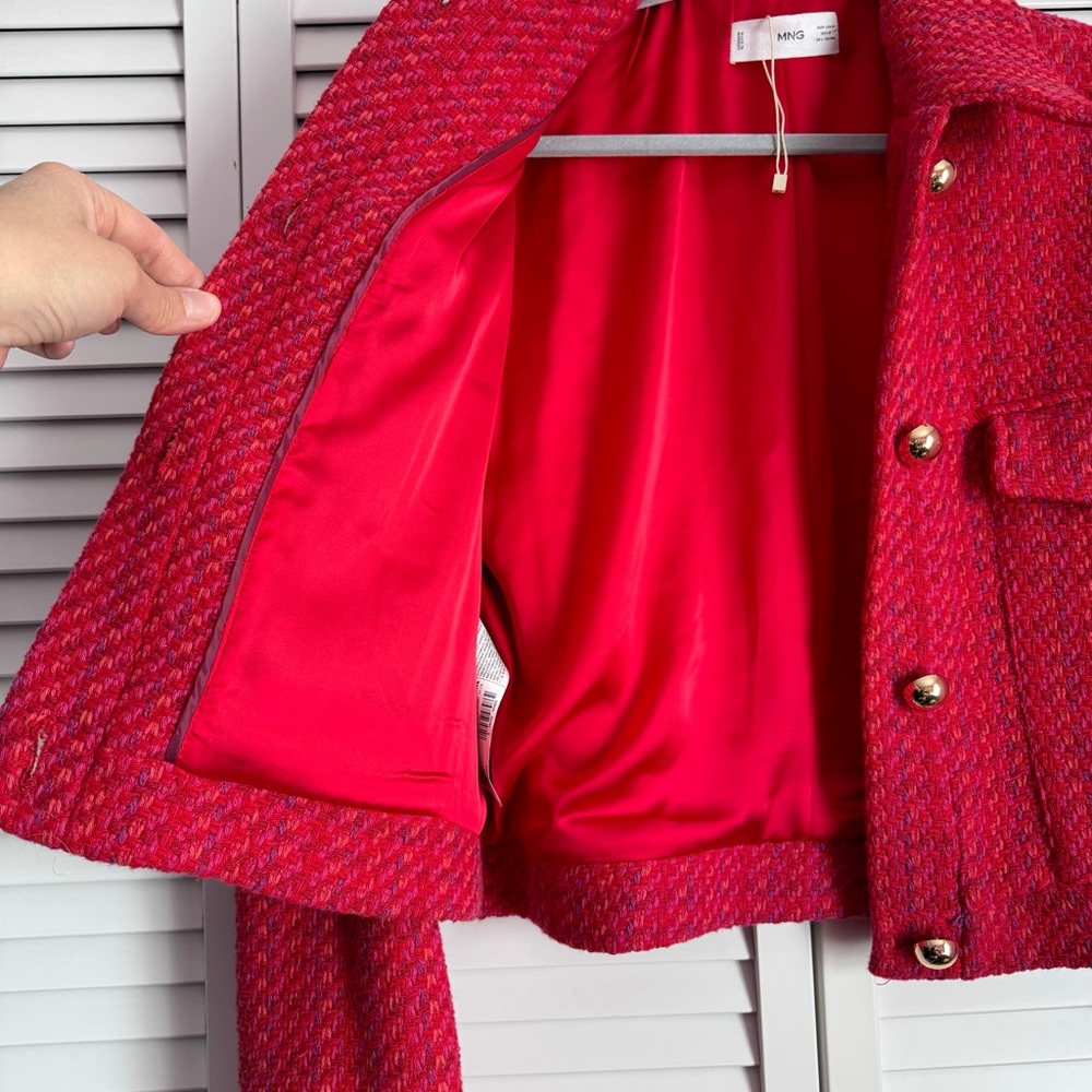 Mango Red Textured Jacket - Picture 9 of 10